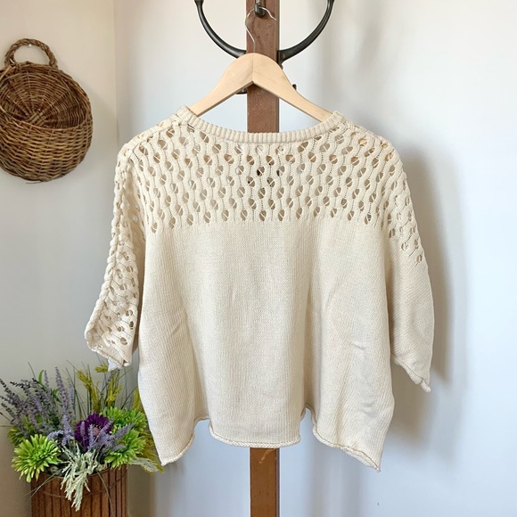 Wol Hide Loose Lace Lattice Organic Cotton Knit Sweater - Picture 8 of 14